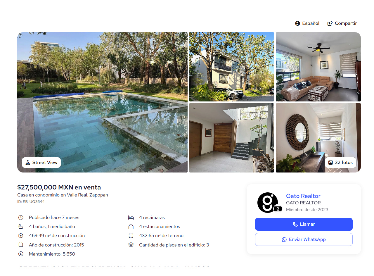 Contenido de redes de Kubik para Gato Realtor